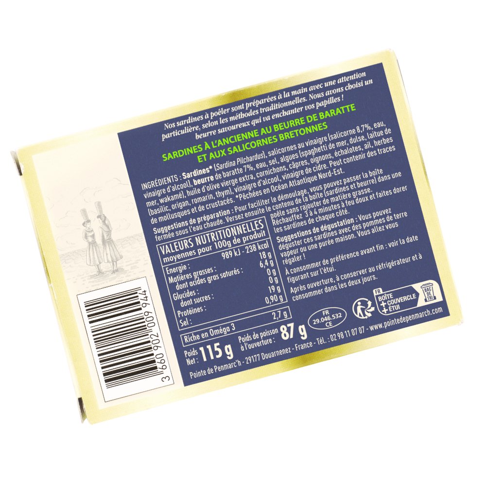 Sardinen zum Braten mit bretonischer Butter und Meerespargel (Salicornen) -  La Pointe de Penmarc'h