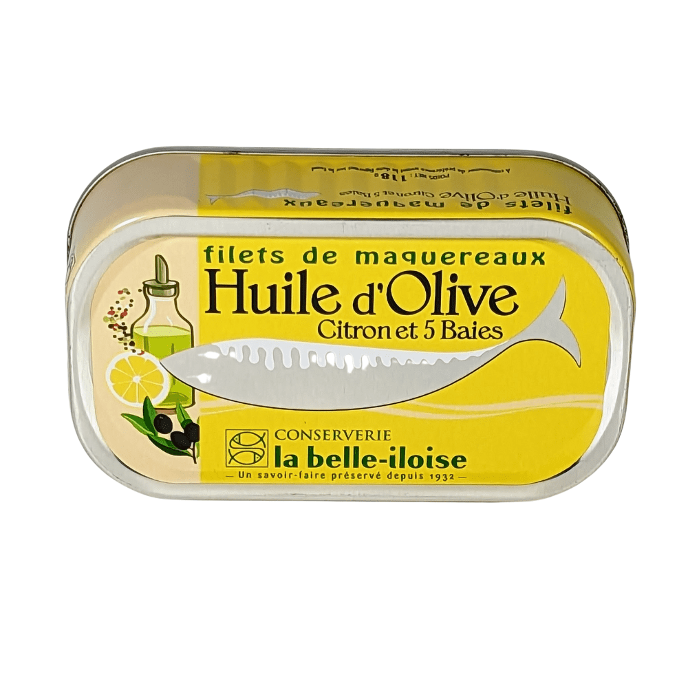 Mackerel fillets in olive oil with lemon and pepper