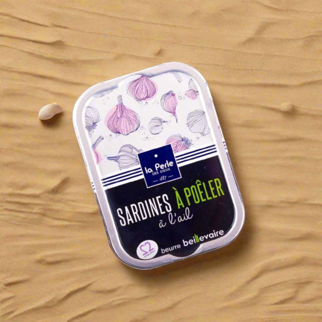 Sardinen zum Braten in Beillevaire Fassbutter mit Knoblauch - Perle des Dieux -  sardine.shop