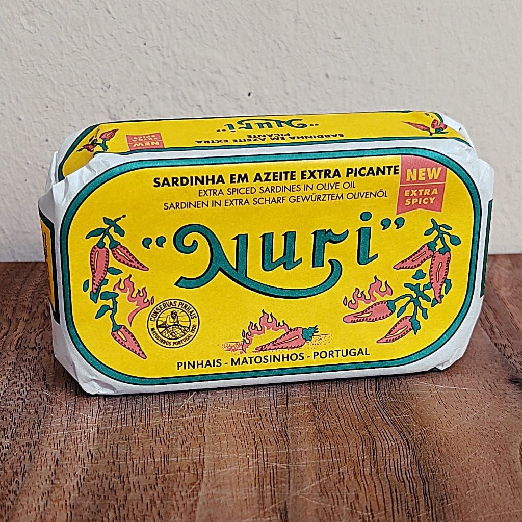 Pinhais Fischkonserven Dose (125g) Sehr scharfe Sardinen Nuri in Olivenöl und Piri-Piri 🌶️ 🌶️ 🌶️ Maitre Philippe et Filles