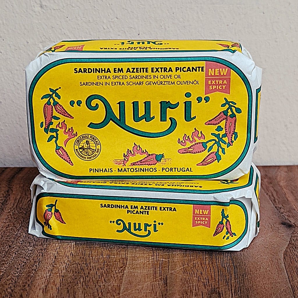 Pinhais Fischkonserven Dose (125g) Sehr scharfe Sardinen Nuri in Olivenöl und Piri-Piri 🌶️ 🌶️ 🌶️ Maitre Philippe et Filles