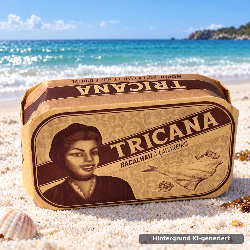 Bacalhau à Lagareiro – Kabeljau in Knoblauch-Olivenöl 120g Tricana Conserveira de Lisboa
