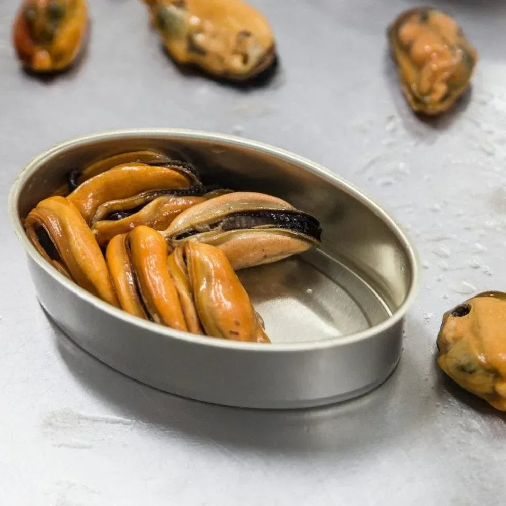 Kleine Miesmuscheln aus Galizien (Mejillones en Escabeche)