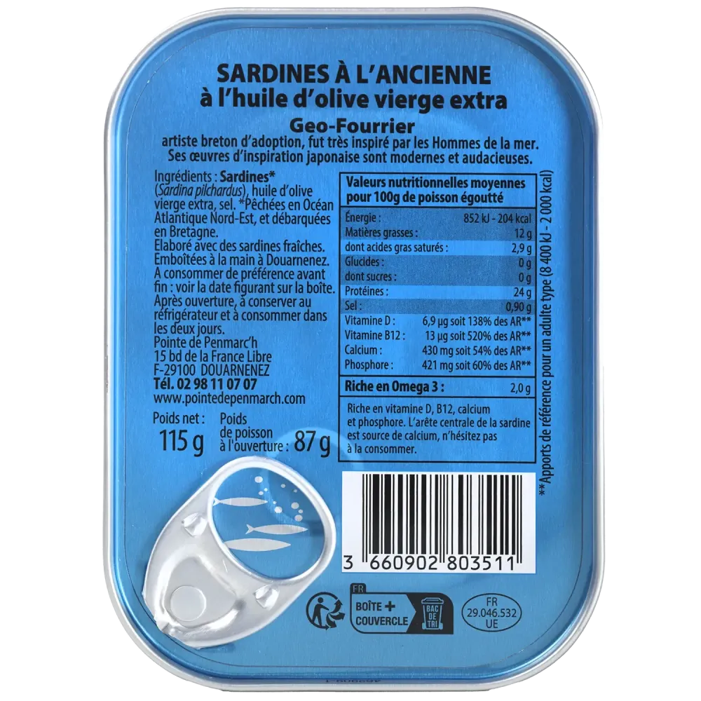 Jahrgangssardine 2025 „Le Mousse de Kérity" von Géo Fourrier
