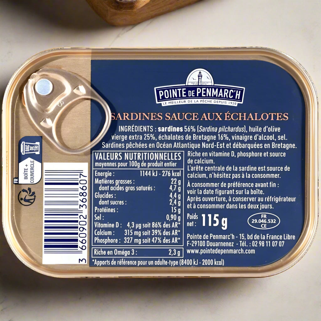 Sardinen in Olivenöl und Schalotten aus der Bretagne