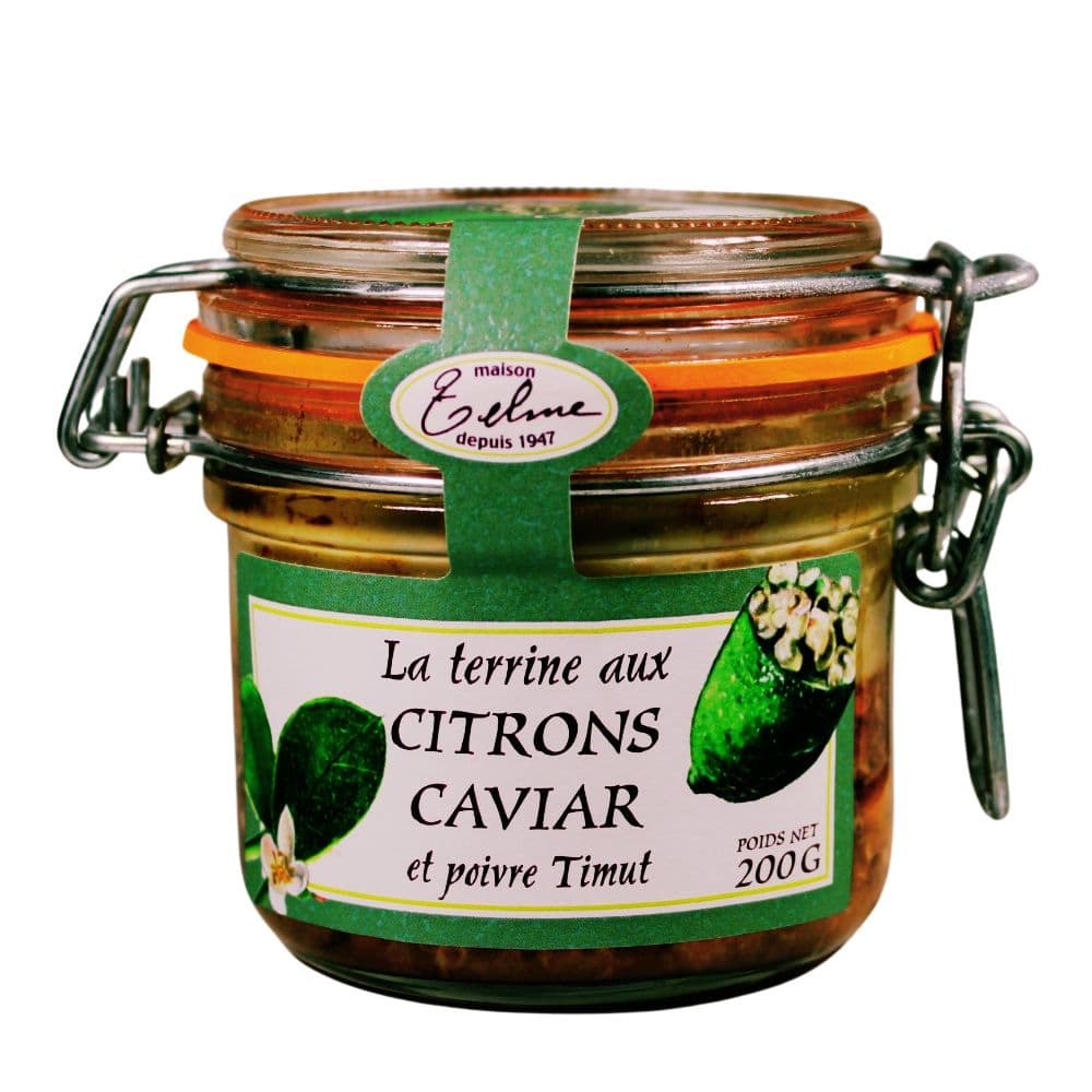 Schweine-Terrine mit Zitronenkaviar und Timut-Pfeffer Glas 200g
