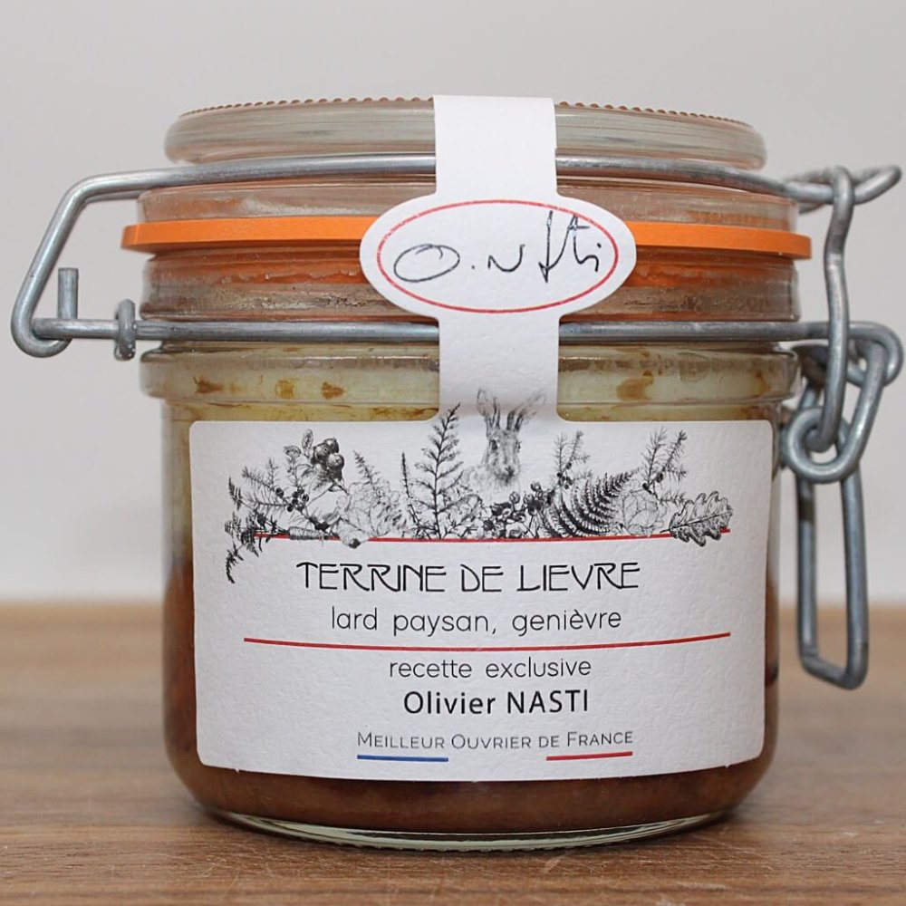 Terrine vom Hasen mit geräuchertem Bauernspeck und Wacholderbeeren Glas 200g