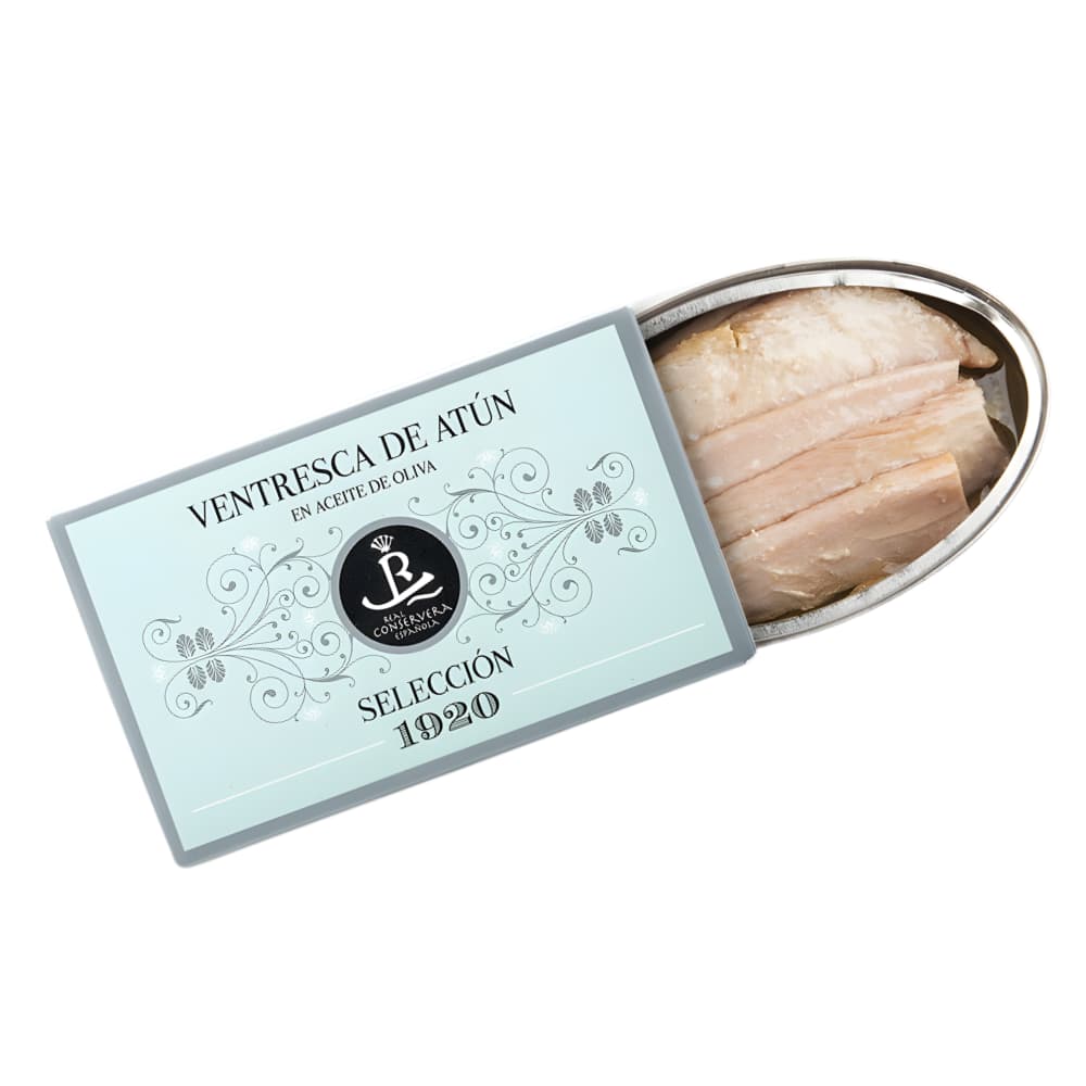 Ventresca de Atún Claro en Aceite de Oliva (Heller Thunfischbauch) – Selección 1920 Dose à 112 g
