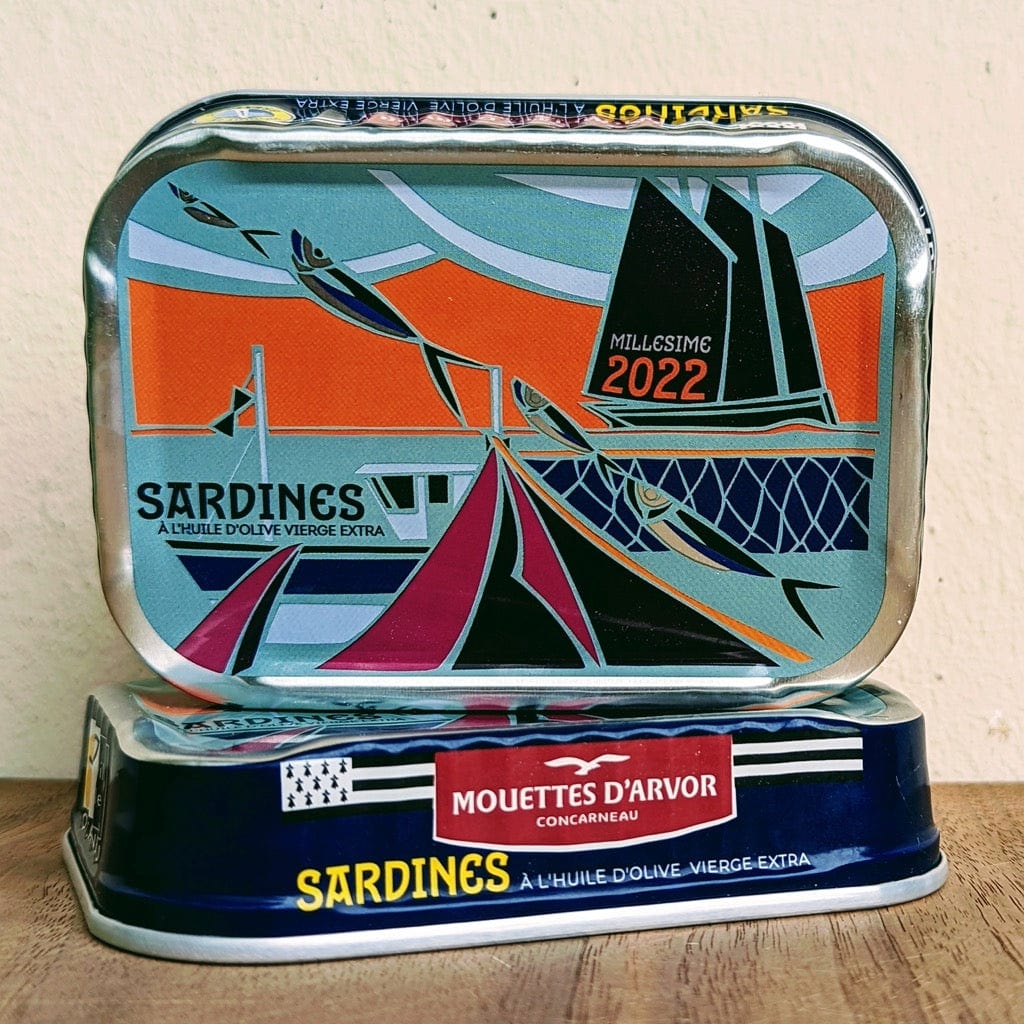 Mouettes d'Arvor Jahrgangssardinen Dose à 115g Jahrgangssardinen "Ville bleue" 2022 Maitre Philippe et Filles