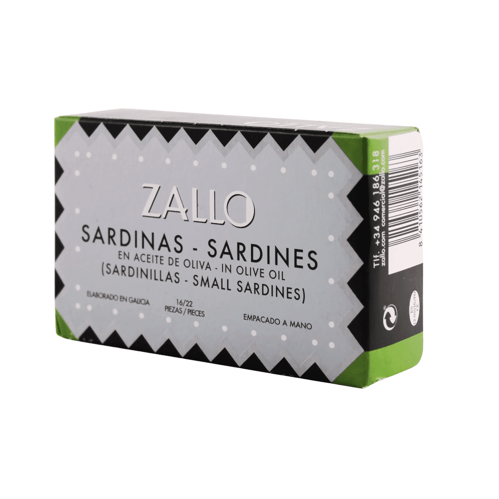 Zallo Conservas Fischkonserven Dose à 115 g Kleine Sardinen (Sardinillas) aus den Rias Gallegas in Olivenöl Maitre Philippe et Filles