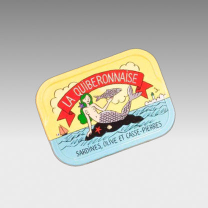 Vintage sardines with seaweed and olives