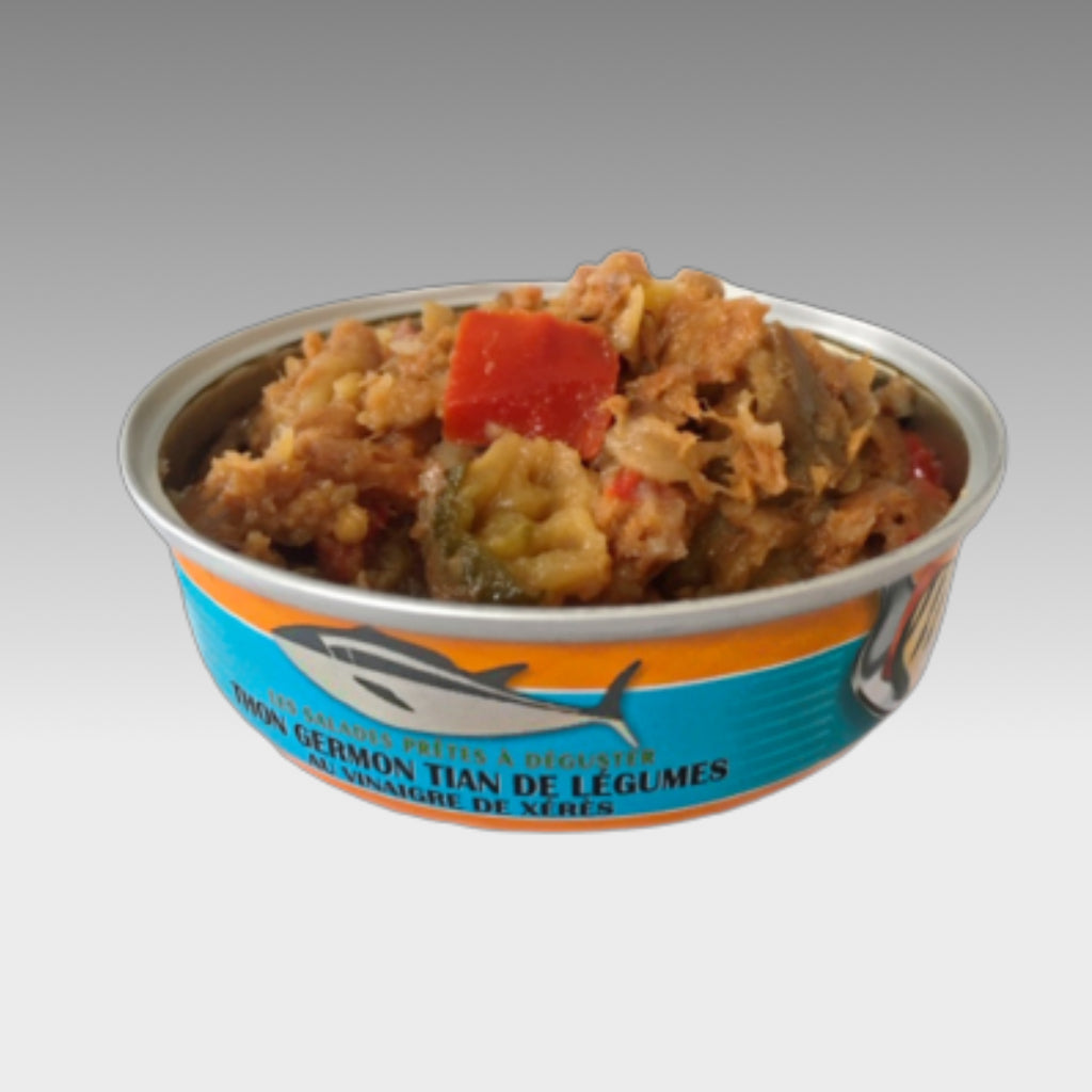 Tuna salad with vegetable tian and xeres vinegar