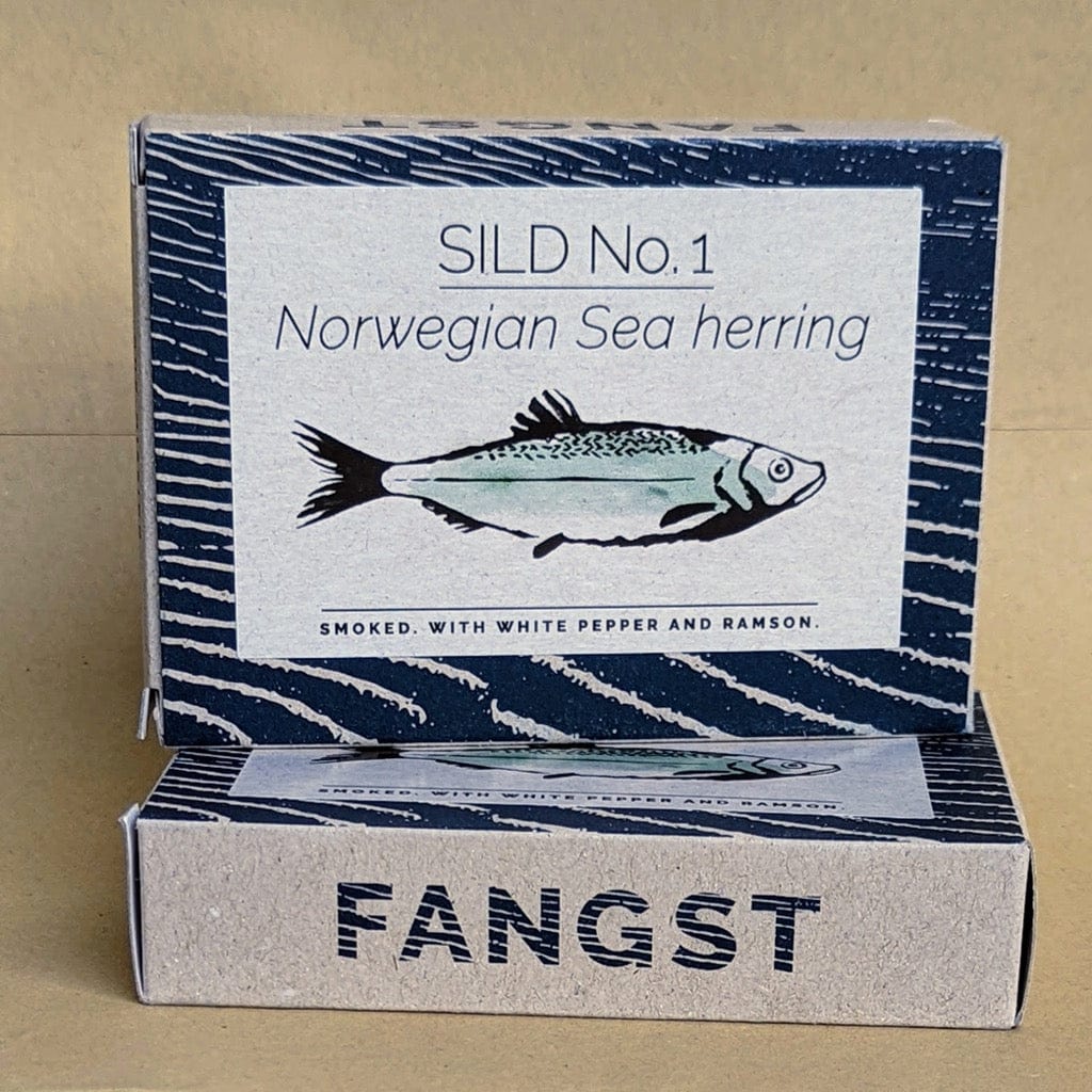 Fangst.nordic Fischkonserven Dose à 100g Norwegischer Seehering - geräuchert, mit weißem Pfeffer und Bärlauch. Maitre Philippe et Filles
