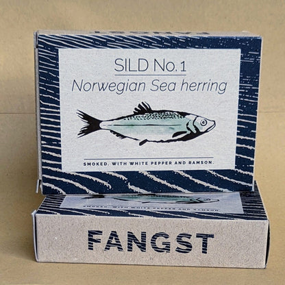 Fangst.nordic Fischkonserven Dose à 100g Norwegischer Seehering - geräuchert, mit weißem Pfeffer und Bärlauch. Maitre Philippe et Filles