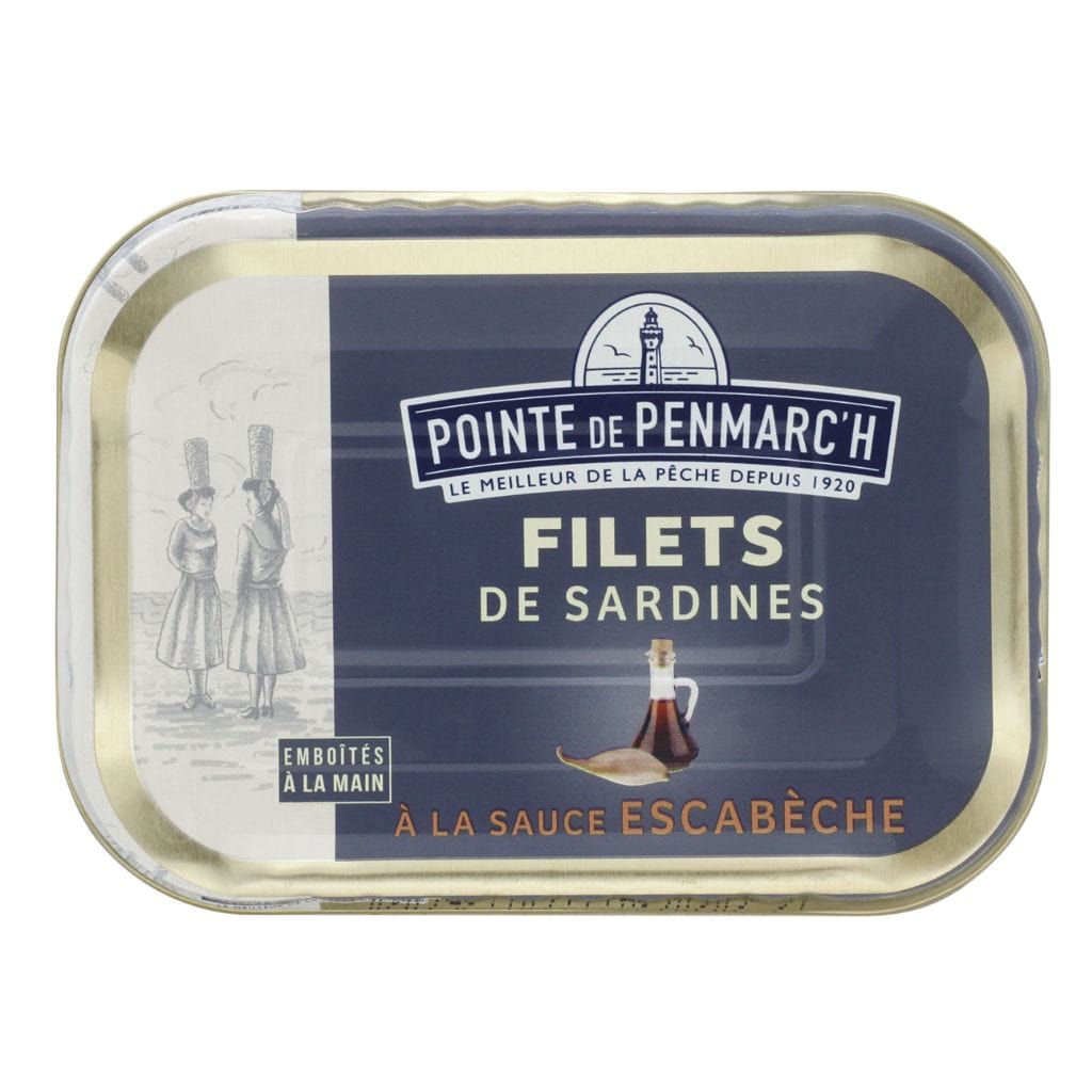 La Pointe de Penmarc'h Fischkonserven Dose à 100g Sardinenfilets mit Escabeche-Sauce und Schalotten aus der Bretagne Maitre Philippe et Filles