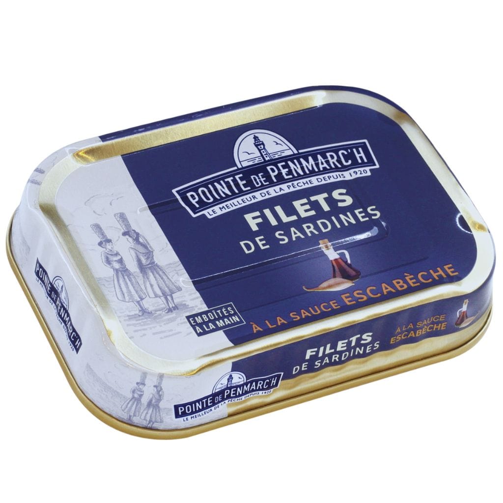 La Pointe de Penmarc'h Fischkonserven Dose à 100g Sardinenfilets mit Escabeche-Sauce und Schalotten aus der Bretagne Maitre Philippe et Filles