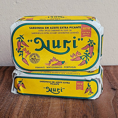 Pinhais Fischkonserven Dose (125g) Sehr scharfe Sardinen Nuri in Olivenöl und Piri-Piri 🌶️ 🌶️ 🌶️ Maitre Philippe et Filles